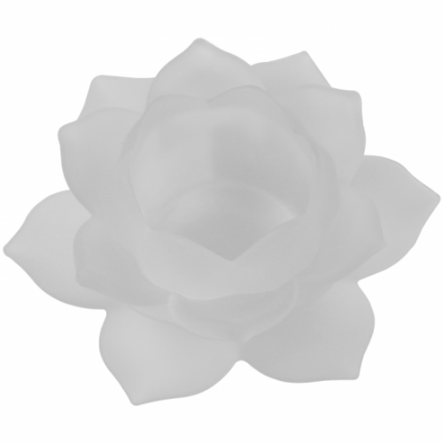 Bougeoir Fleur de Lotus en verre Blanc / Décoration Zen