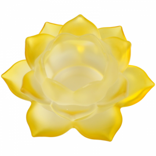 Bougeoir Fleur de Lotus en verre Jaune / Décoration Zen