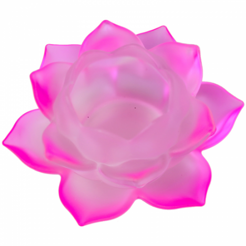 Bougeoir Fleur de Lotus en verre Rose / Nouveautés