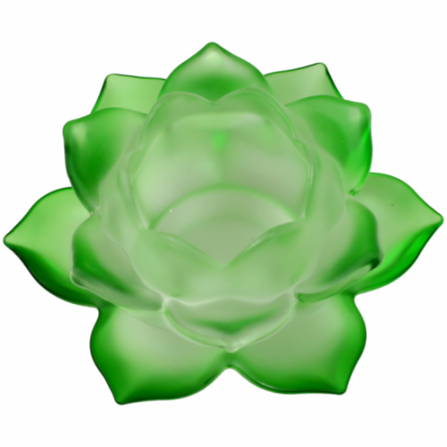 Bougeoir Fleur de Lotus en verre Vert / Décoration Zen