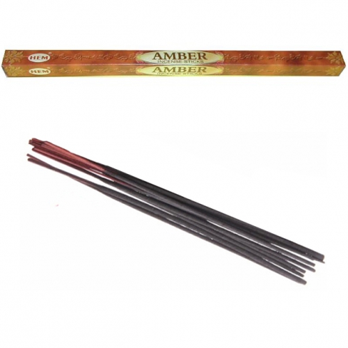 Bâtonnets d'Encens Ambre - Hem x8 / Encens en Bâtonnets avec tige en bambou
