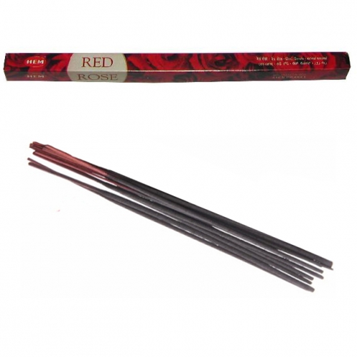 Bâtonnets d'Encens Rose Rouge Hem x8 / Encens en Bâtonnets avec tige en bambou