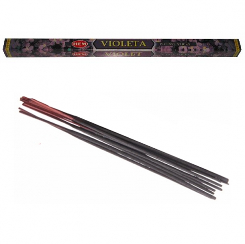 Bâtonnets d'Encens Violette - Hem x8 / Encens en Bâtonnets avec tige en bambou