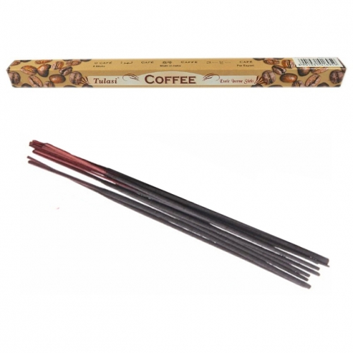 Bâtonnets d'Encens Café - Tulasi x8 / Encens en Bâtonnets avec tige en bambou