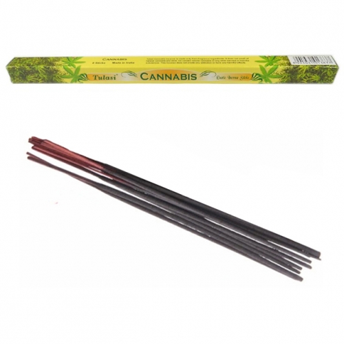 Bâtonnets d'Encens Cannabis - Tulasi x8 / Encens en Bâtonnets avec tige en bambou