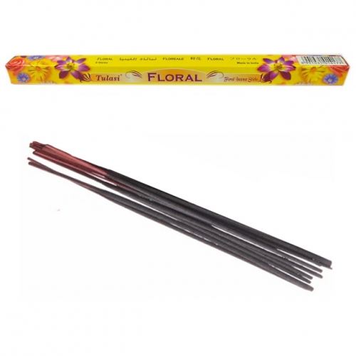 Bâtonnets d'Encens Floral - Tulasi x8 / Encens en Bâtonnets avec tige en bambou