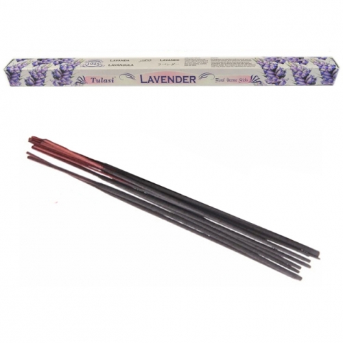 Bâtonnets d'Encens Lavande - Tulasi x8 / Encens en Bâtonnets avec tige en bambou