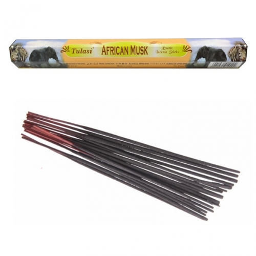 Bâtonnets d'Encens Musc Africain - Tulasi x20 / Encens en Bâtonnets avec tige en bambou