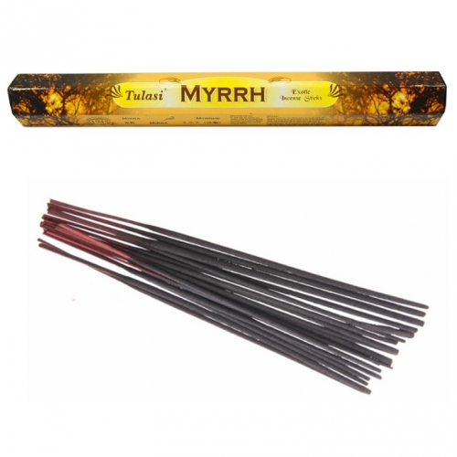 Bâtonnets d'Encens Myrrhe - Tulasi x20 / Encens en Bâtonnets avec tige en bambou