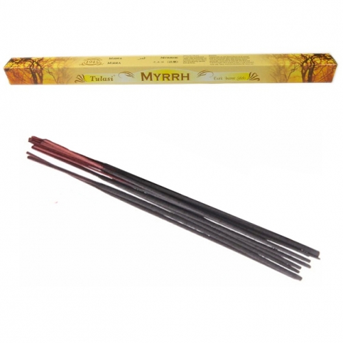 Bâtonnets d'Encens Myrrhe - Tulasi x8 / Encens en Bâtonnets avec tige en bambou