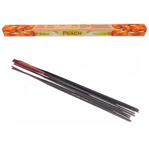 Bâtonnets d'Encens Pêche - Tulasi x8 / Encens en Bâtonnets avec tige en bambou