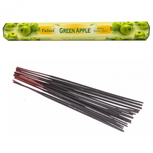Bâtonnets d'Encens Pomme Verte - Tulasi x20 / Encens en Bâtonnets avec tige en bambou