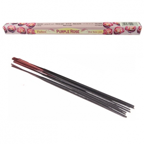 Bâtonnets d'Encens Rose Violette - Tulasi x8 / Encens en Bâtonnets avec tige en bambou