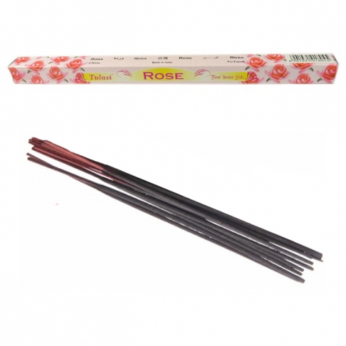 Bâtonnets d'Encens Rose - Tulasi x8 / Encens en Bâtonnets avec tige en bambou