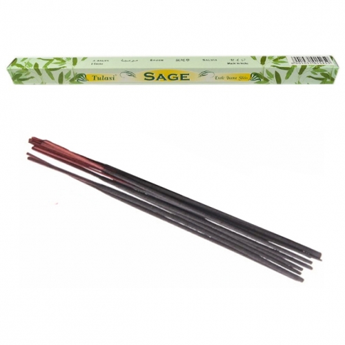 Bâtonnets d'Encens Sauge - Tulasi x8 / Encens en Bâtonnets avec tige en bambou