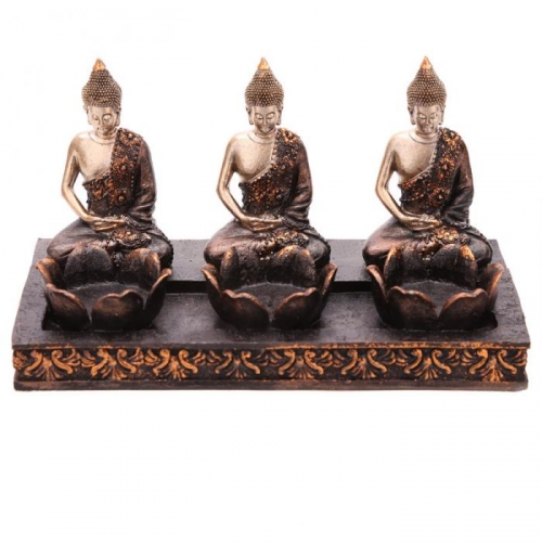 Triple Bougeoir Bouddha Thaïlandais / Boutique Zen