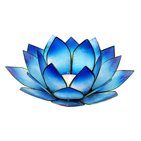 Bougeoir Fleur de Lotus Bleu/Or