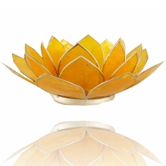Bougeoir Fleur de Lotus Jaune/Argent