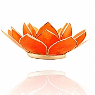 Bougeoir Fleur de Lotus Orange/Argent