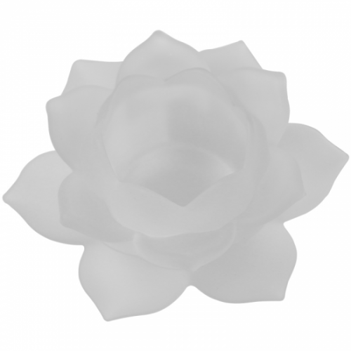 Bougeoir Fleur de Lotus en verre Blanc / Boutique Zen