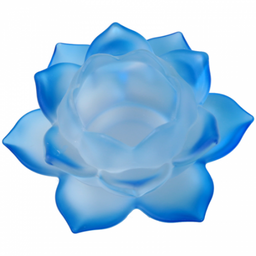 Bougeoir Fleur de Lotus en verre Bleu / Boutique Zen