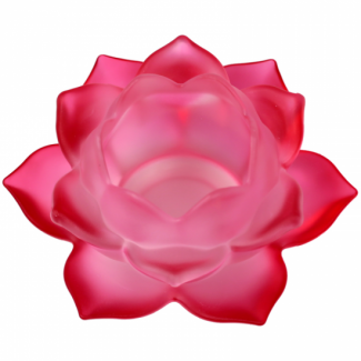 Bougeoir Fleur de Lotus en verre Rouge