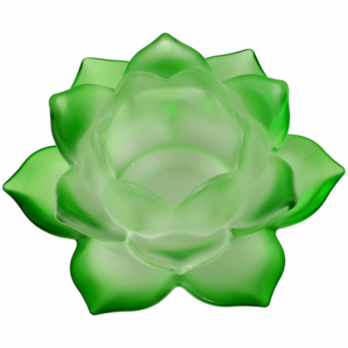 Bougeoir Fleur de Lotus en verre Vert / Boutique Zen