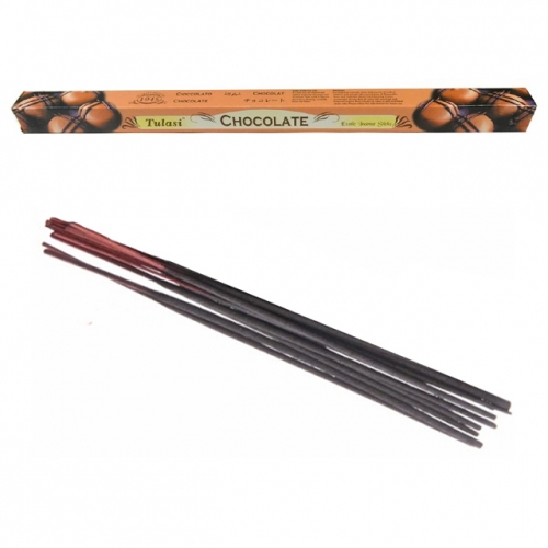 Bâtonnets d'Encens Chocolat - Tulasi x8 / Encens en Bâtonnets avec tige en bambou