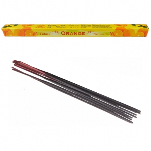 Bâtonnets d'Encens Orange - Tulasi x8 / Encens en Bâtonnets avec tige en bambou