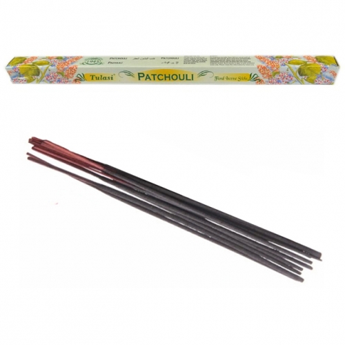 Bâtonnets d'Encens Patchouli - Tulasi x8 / Encens en Bâtonnets avec tige en bambou