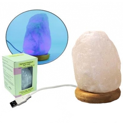 Mini Lampe en Cristal de Sel USB Blanche / Décoration Zen