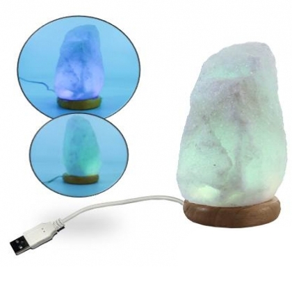 Lampe en Cristal de Sel USB Blanche / Décoration Zen