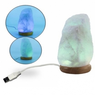 Lampe en Cristal de Sel USB Blanche