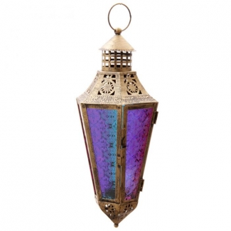 Lanterne métal et Verre multicolore