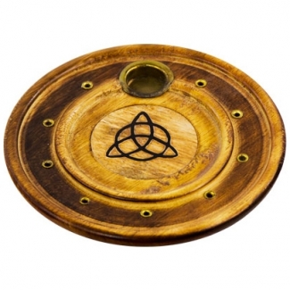 Porte-Encens rond en bois Triquetra