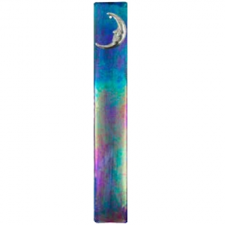 Porte-Encens en verre Bleu irisé Lune