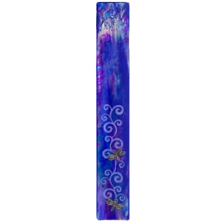 Porte-Encens en verre Bleu irisé avec Libellules