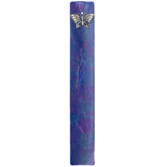 Porte-Encens en verre Bleu irisé Papillon