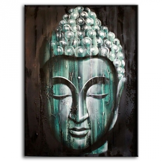 Tableaux de Bali Bouddha vert aspect bois